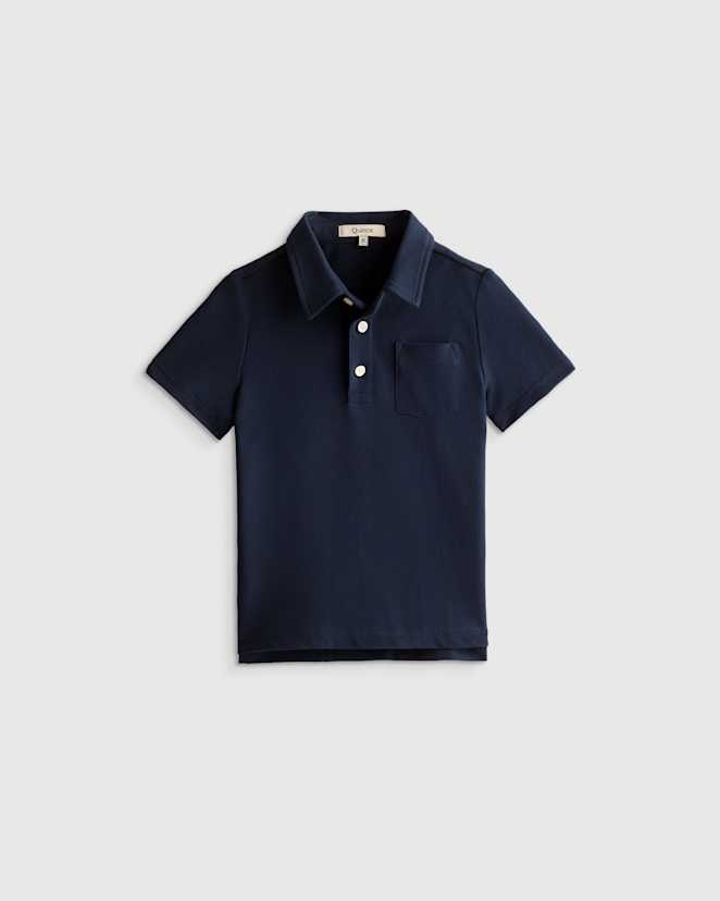 Navy Organic Cotton Short Sleeve Pique Polo