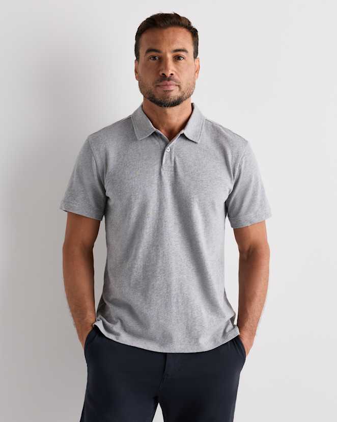 Heather Grey 100% Organic Cotton Slub Polo