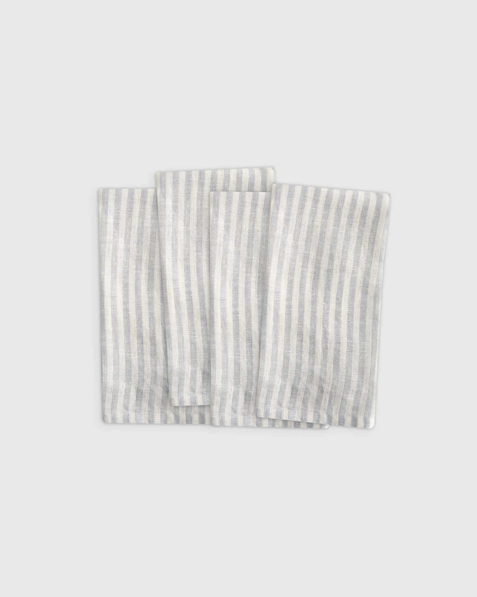 mist/white-stripe European Linen Stripe Napkins
