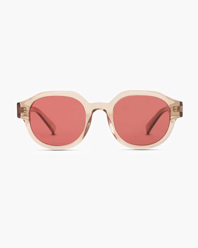 Clear Taupe with Pink lens Reagan Polarized Acetate Sunglasses