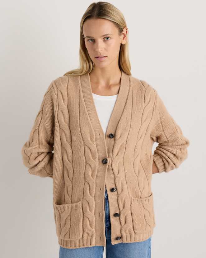 Creamy Cortado Luxe Baby Cashmere Cable Cardigan