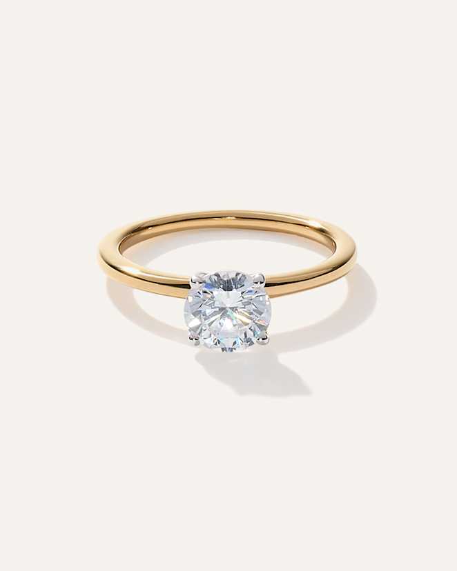 Yellow Gold Lab Grown Diamond Round Petite Classic Engagement Ring