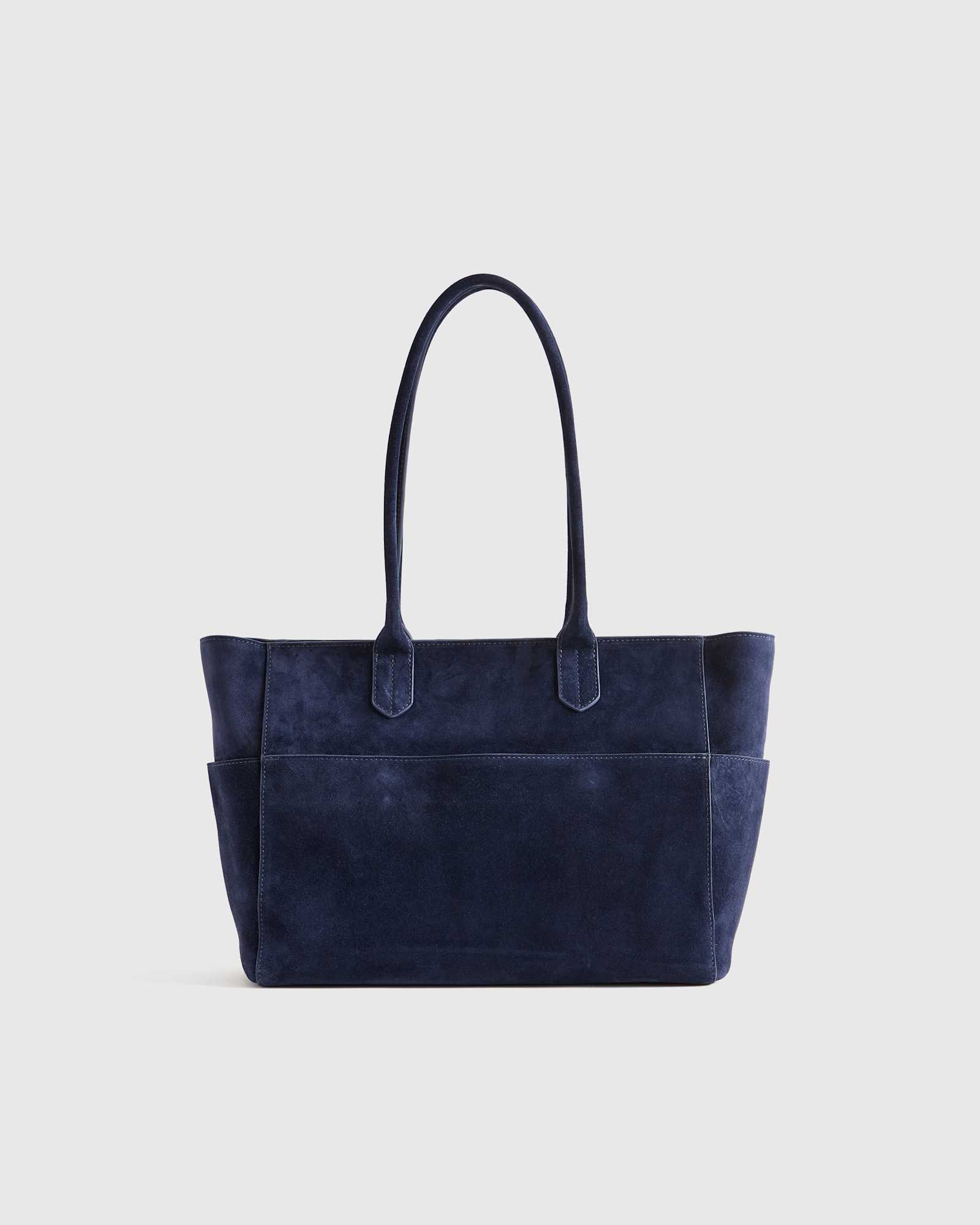 midnight Italian Suede Shopper Tote