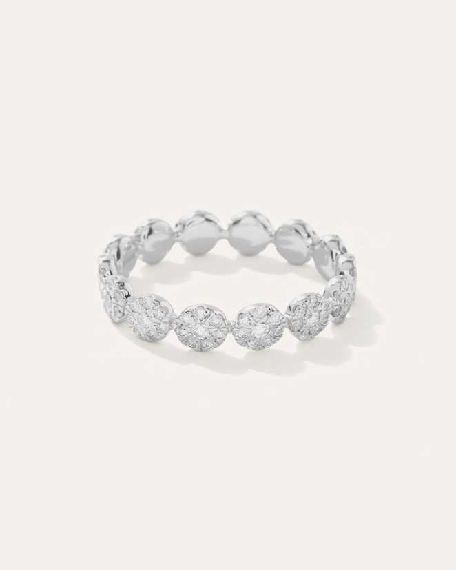 White Gold 14K Gold Diamond Floral Eternity Band