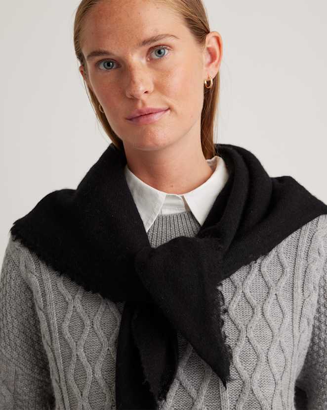 Black Mongolian Cashmere Square Scarf