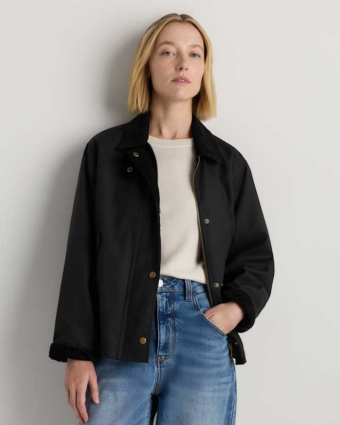 Vintage Black Organic Waxed Cotton Barn Jacket