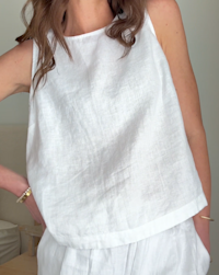 100- European Linen Cropped Tank White Victoria Schneider 4x5