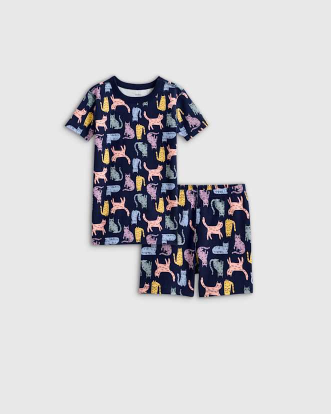 Cats 100% Organic Cotton Short Sleeve and Shorts Pajama Set