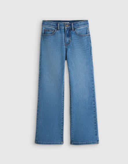 Medium Wash Girls Stretch Wide Leg Jeans
