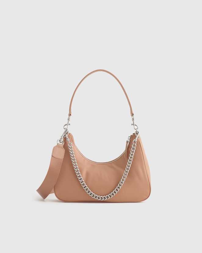 Latte Revive Nylon Convertible Crossbody Shoulder Bag