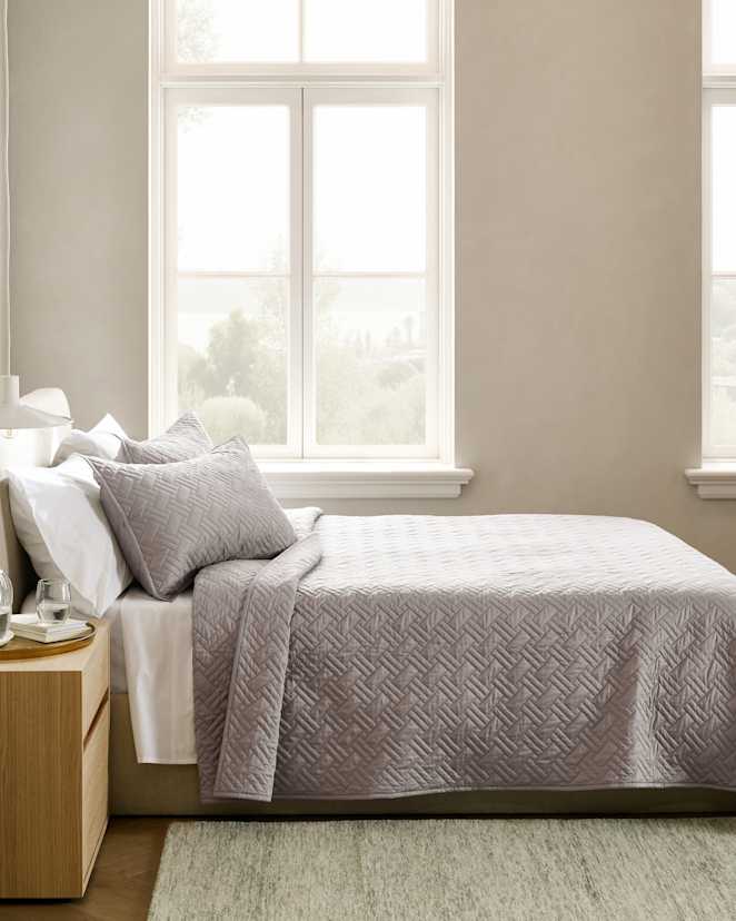 Stone Organic Cotton Basketweave Quilt