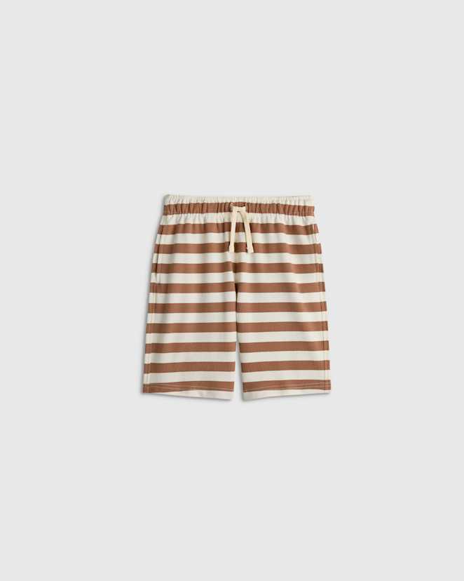 Brown Stripe Organic Cotton French Terry Short