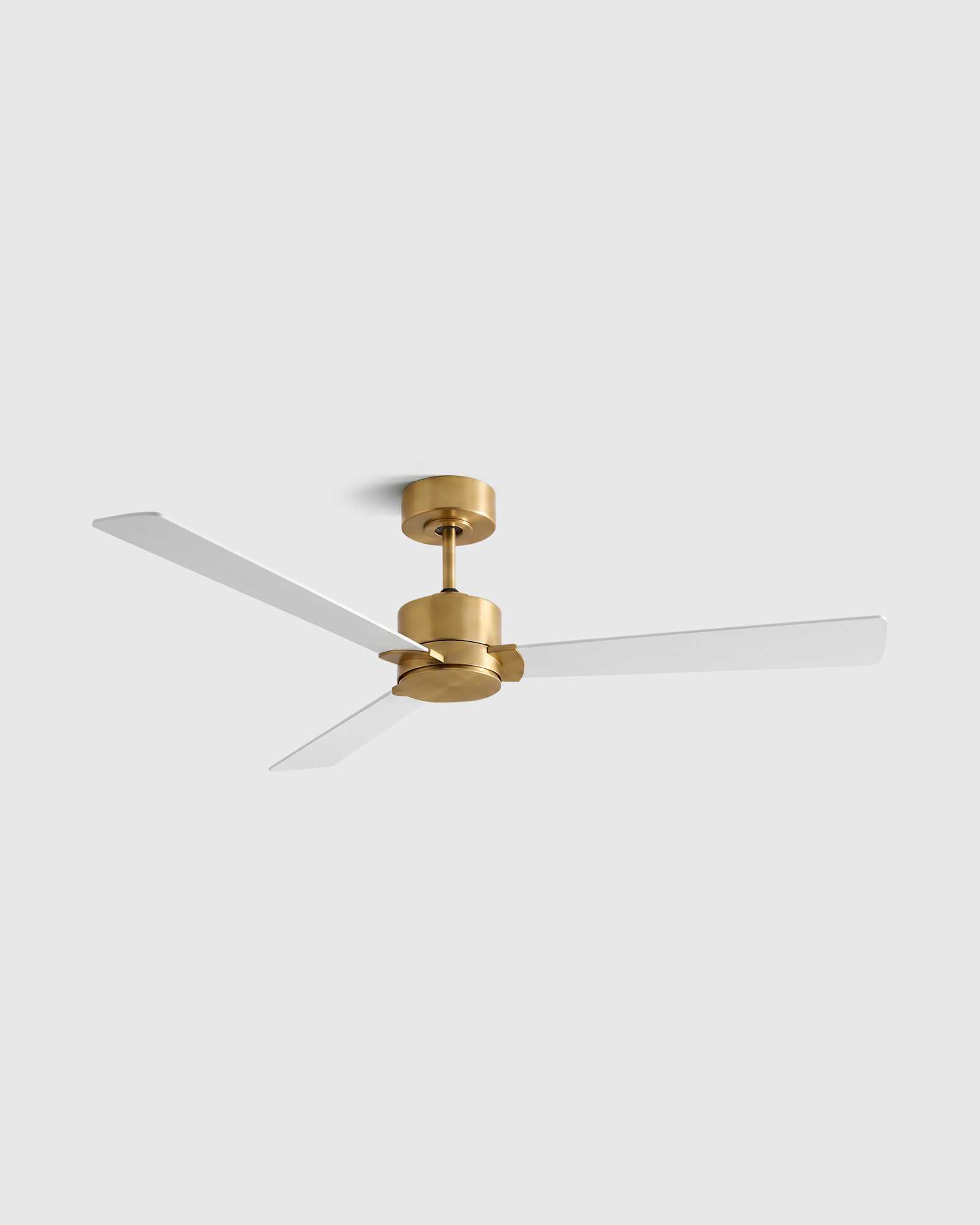 White/Brass Minimalist Wood Blade Ceiling Fan