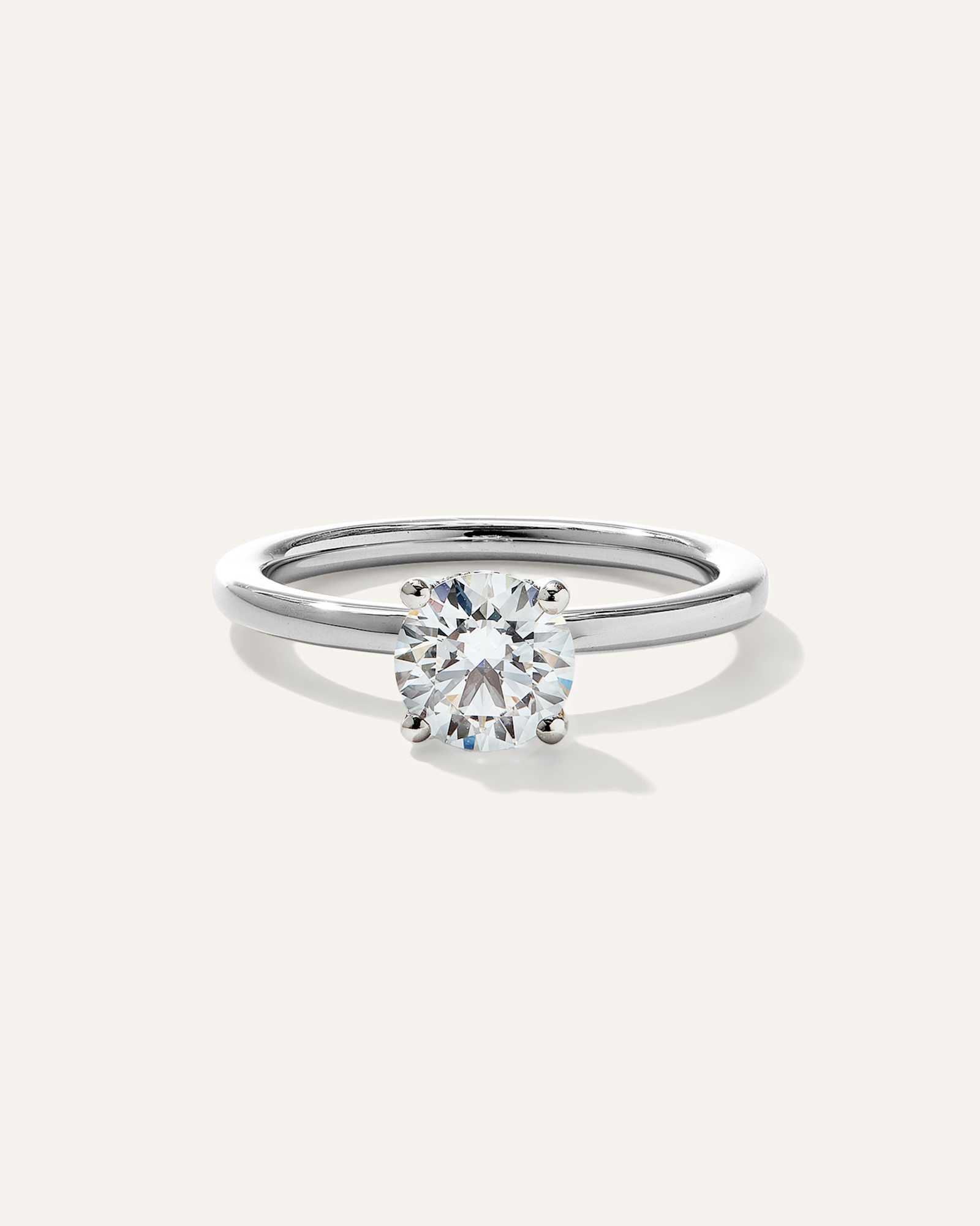 White Gold Lab Grown Diamond Round Petite Hidden Halo Engagement Ring - 1ct