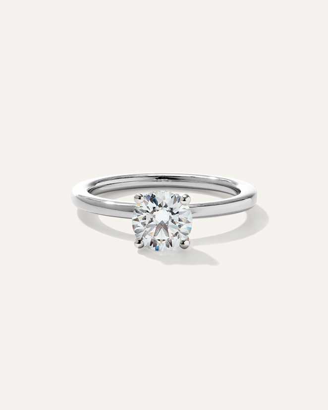 Platinum Lab Grown Diamond Round Petite Hidden Halo Engagement Ring - 1ct