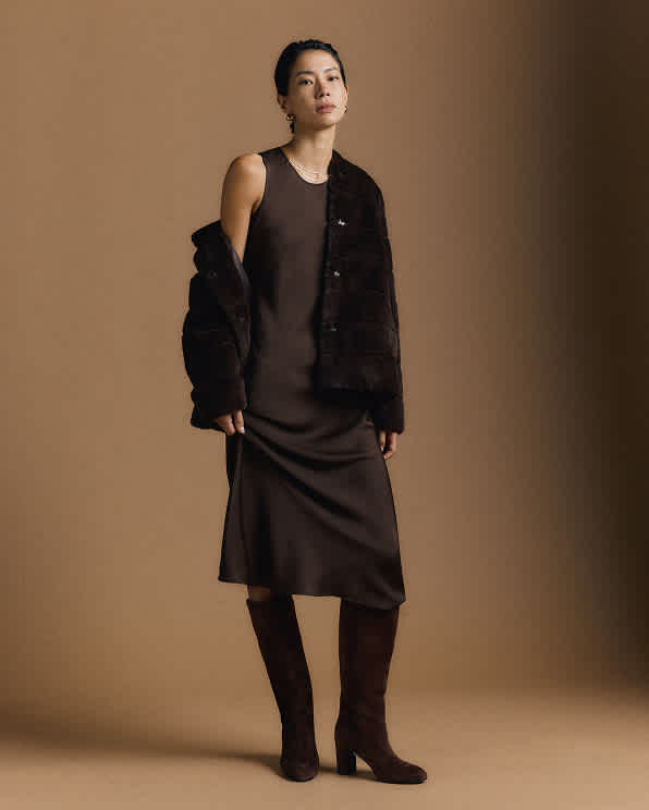 Hot Fudge Washable Stretch Silk Tank Midi Dress