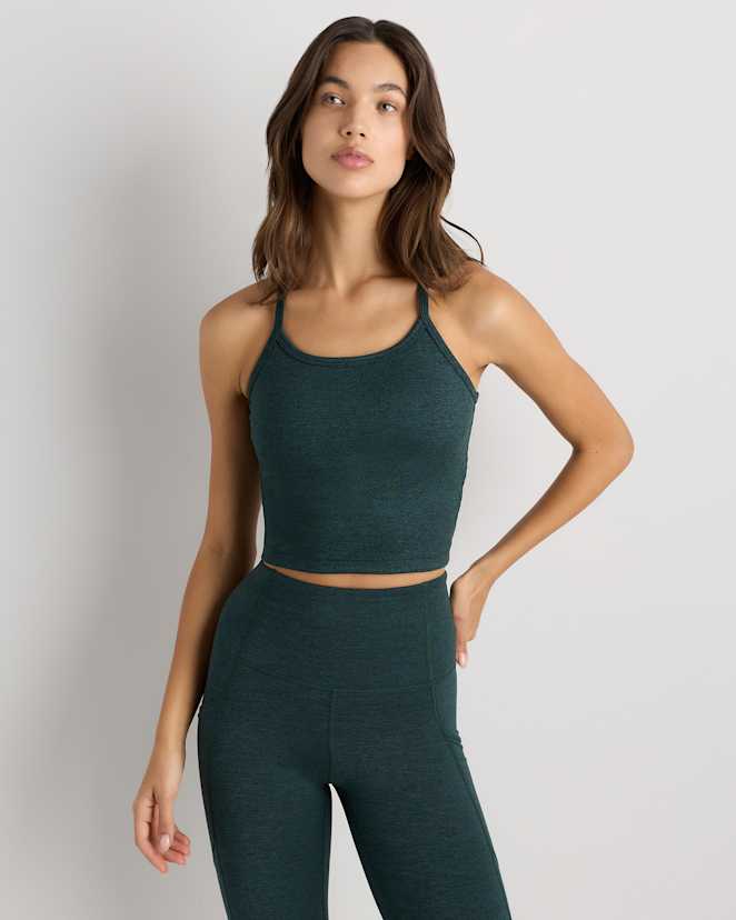 Heather Green Ultra-Soft Y-Back Cropped Bra Tank