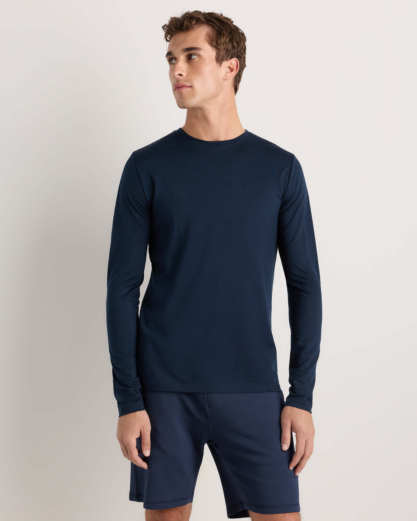 navy 100% Merino Wool All-Season Long Sleeve Base Layer Tee