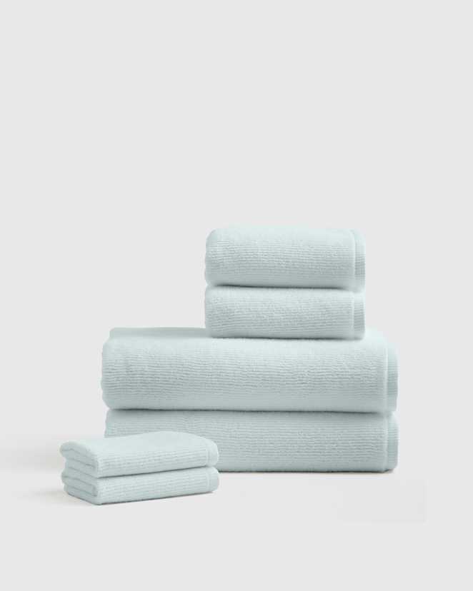 Mist Turkish Ribbed Quick Dry Bath Towel Bundle