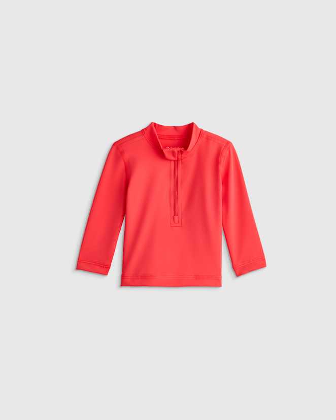 Red Long Sleeve Zip-Up Rash Guard