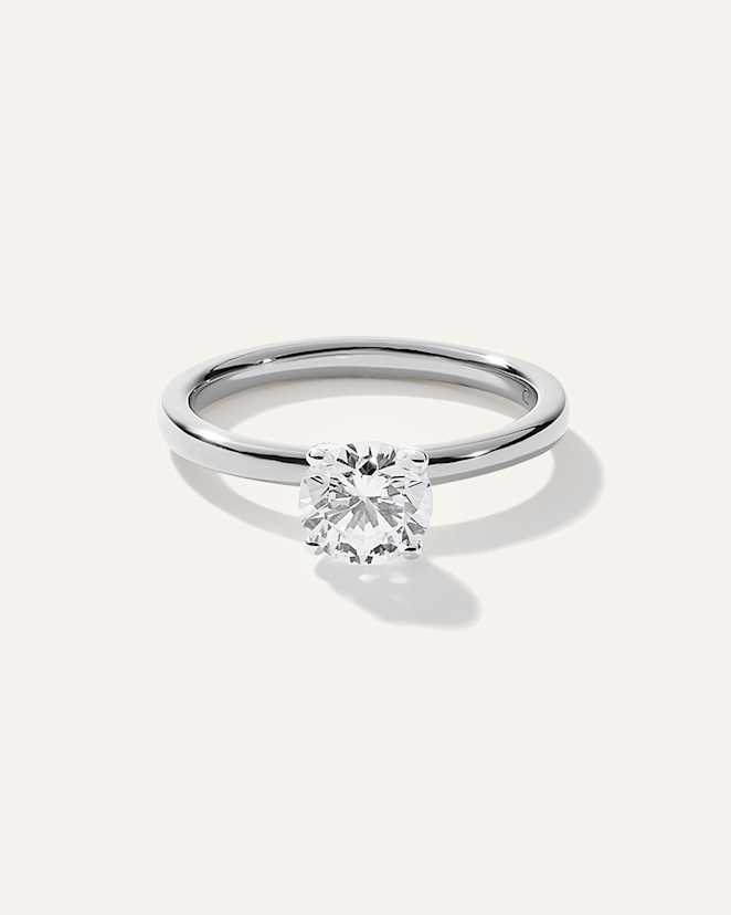 Platinum Lab Grown Diamond Round Comfort Fit Engagement Ring - 1ct