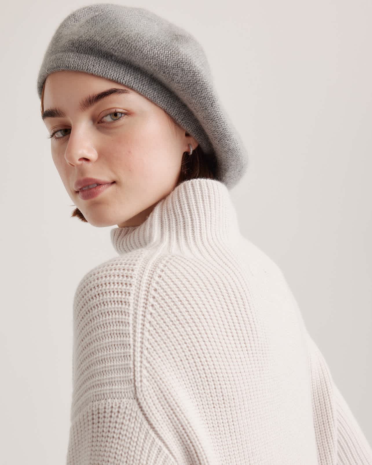heather-grey Mongolian Cashmere Beret