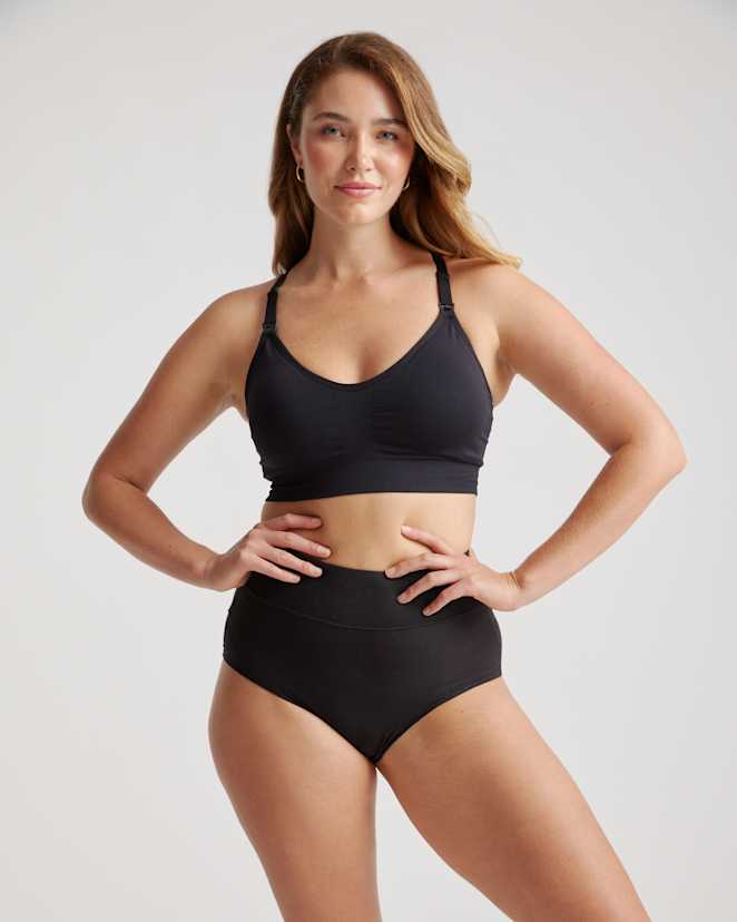 Black Seamless Low Impact Maternity & Nursing Sports Bra