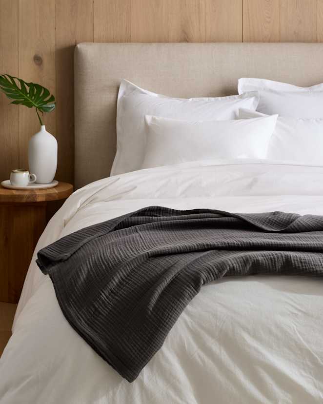 Charcoal Organic Airy Gauze Blanket