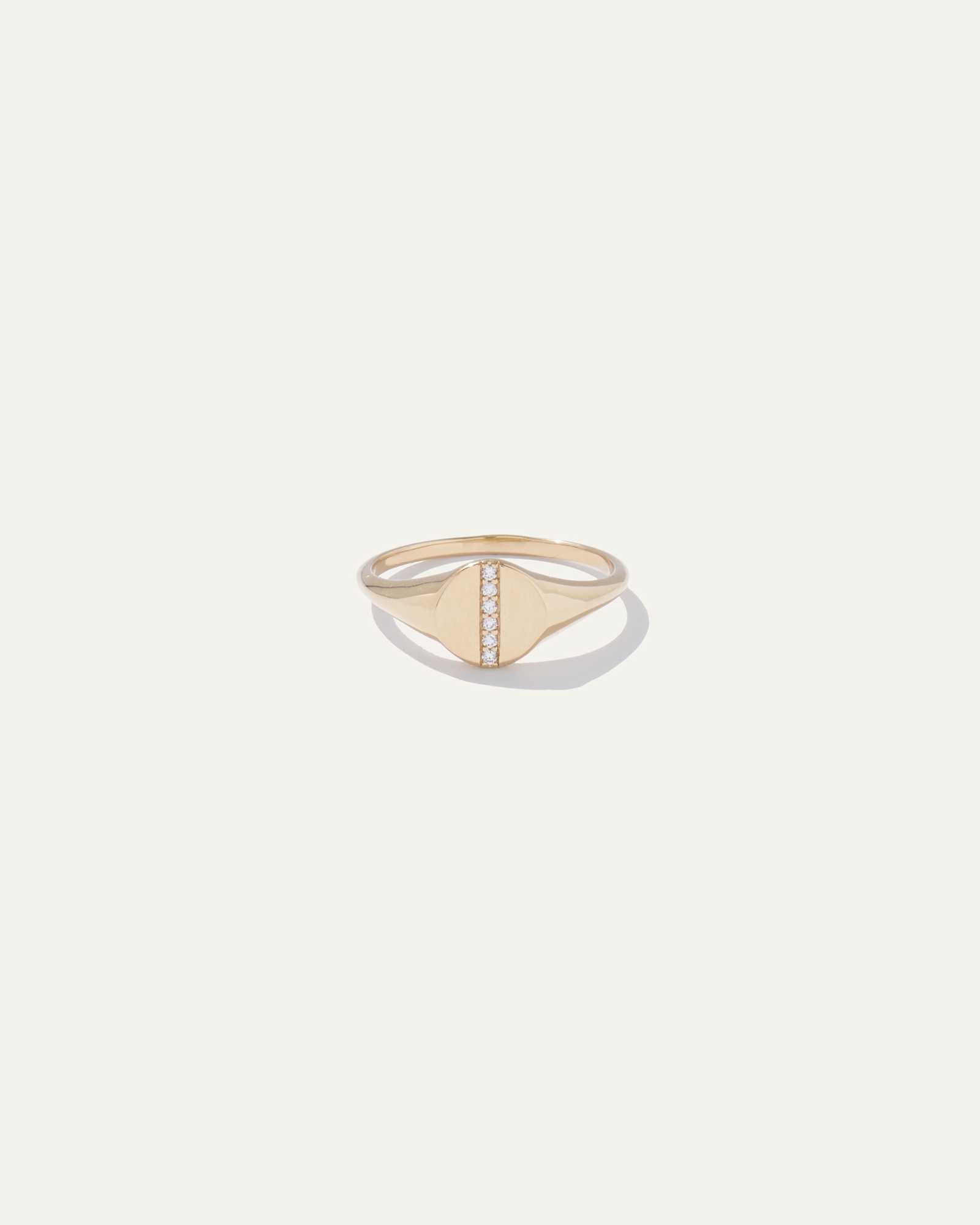 pave diamond line round signet ring 1
