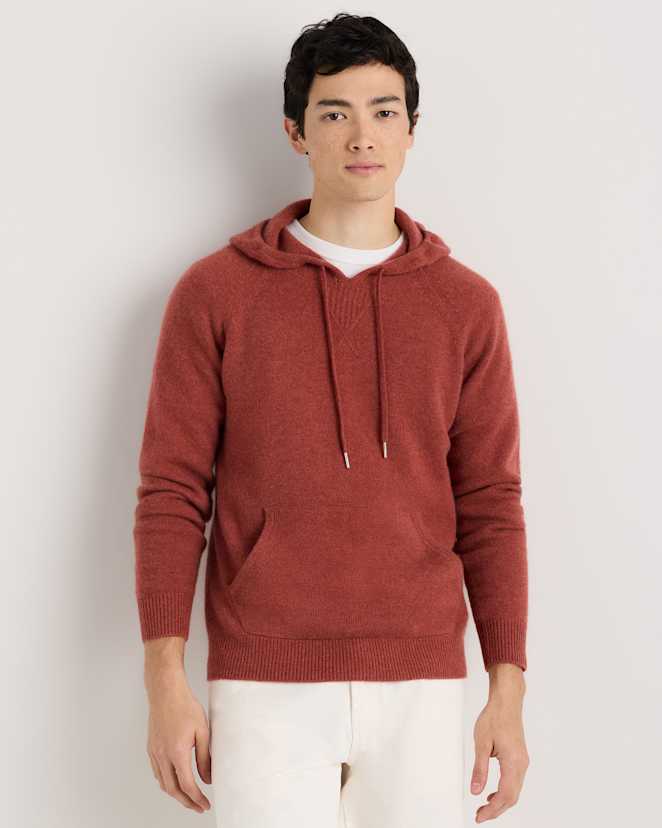 Heather Burnt Red Mongolian Cashmere Pullover Hoodie