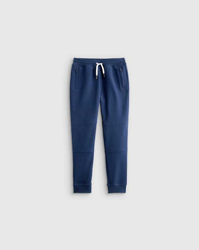 Navy Organic Cotton French Terry Reinforced Knee Slim Jogger
