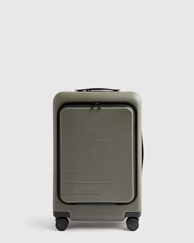 Olive Front Pocket Carry-On Suitcase