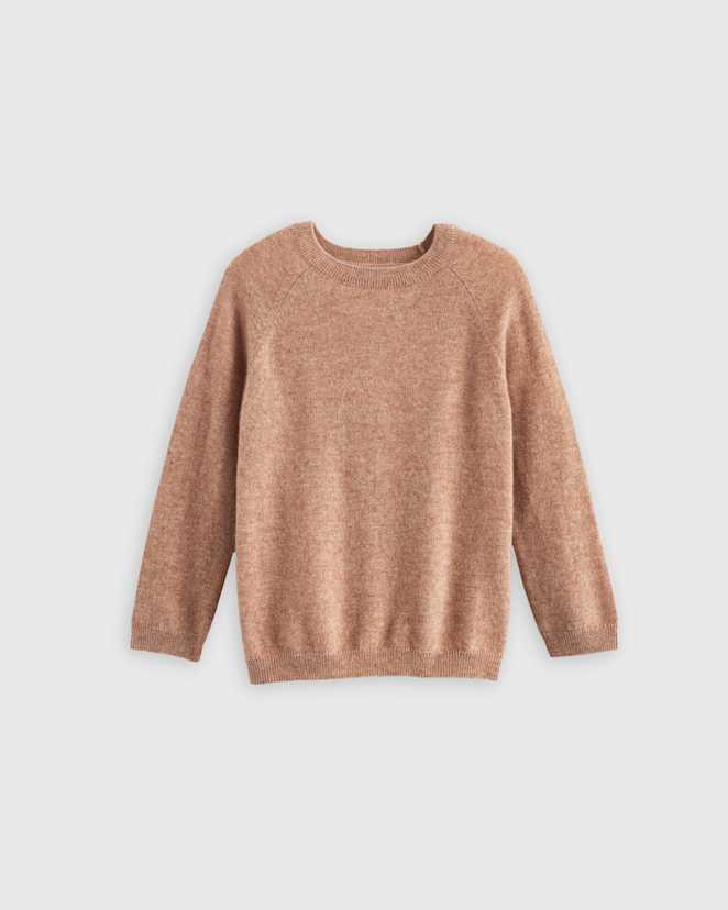 Oatmeal Washable Cashmere Crewneck Sweater