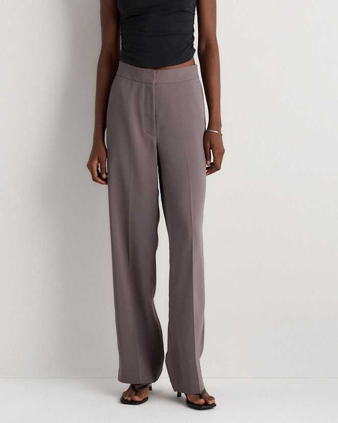 Overcast Grey Stretch Crepe Classic Trouser Pants