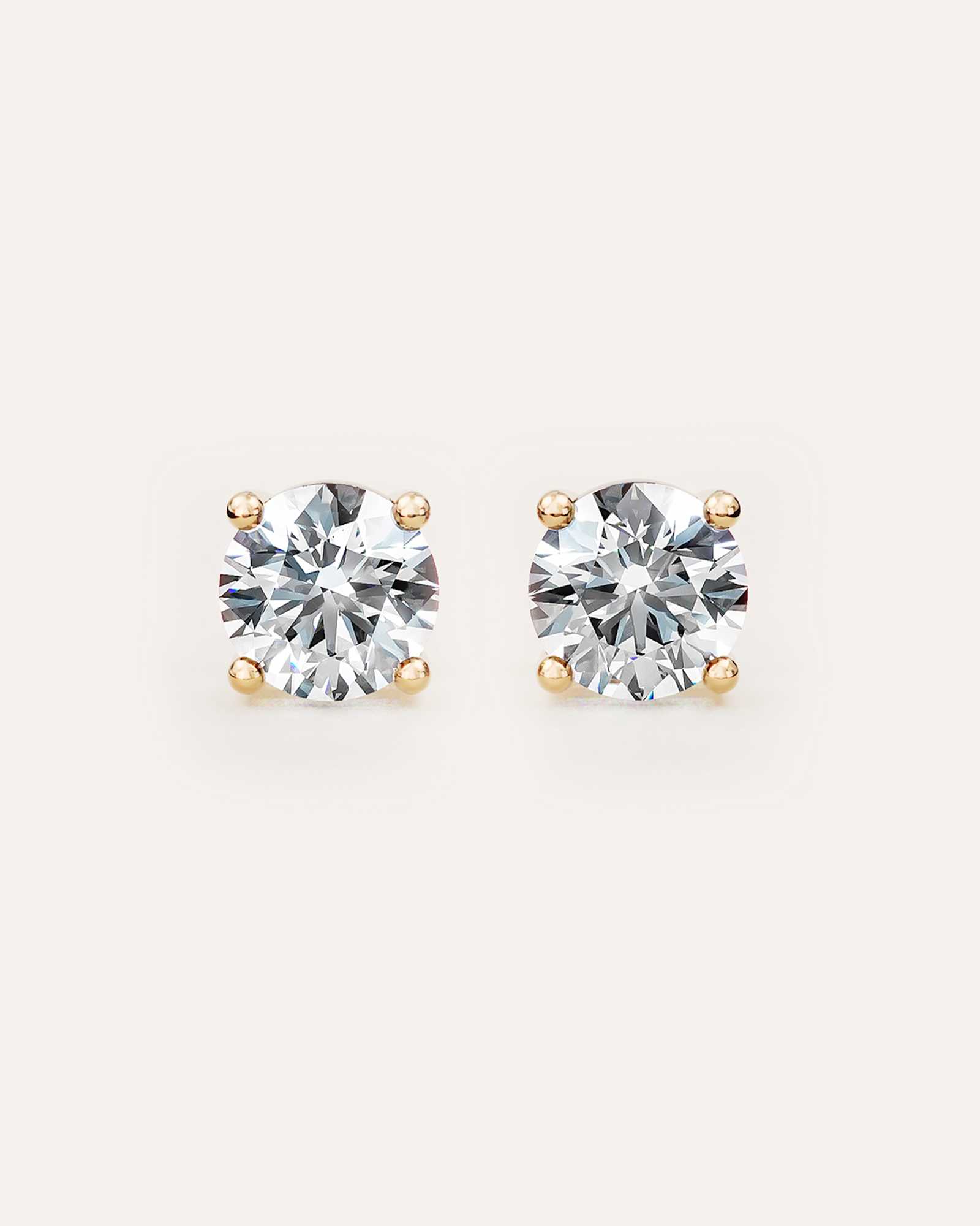 Yellow Gold 14K Gold Lab Grown Diamond Four-Prong Solitaire Studs - 5ctw