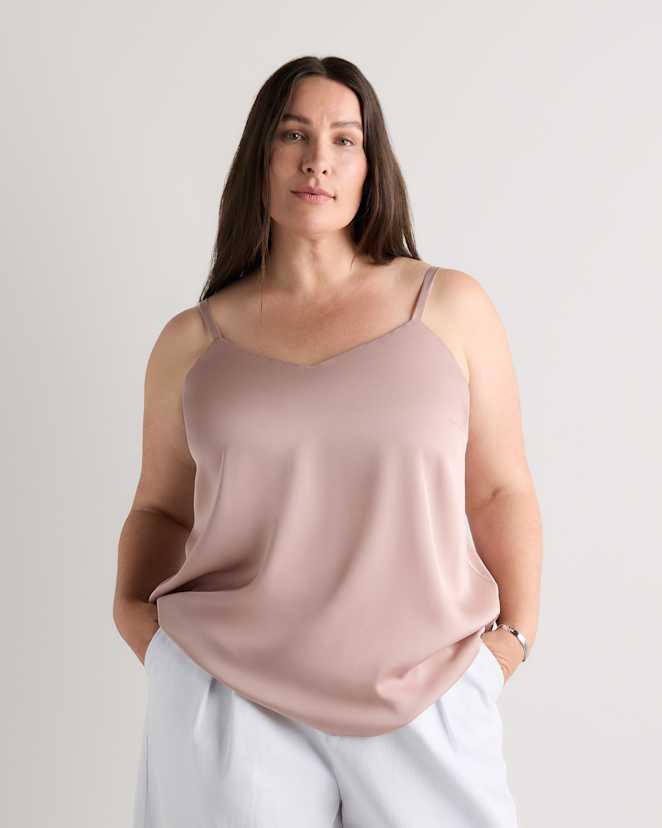 Vintage Pink Washable Stretch Silk V-Neck Cami