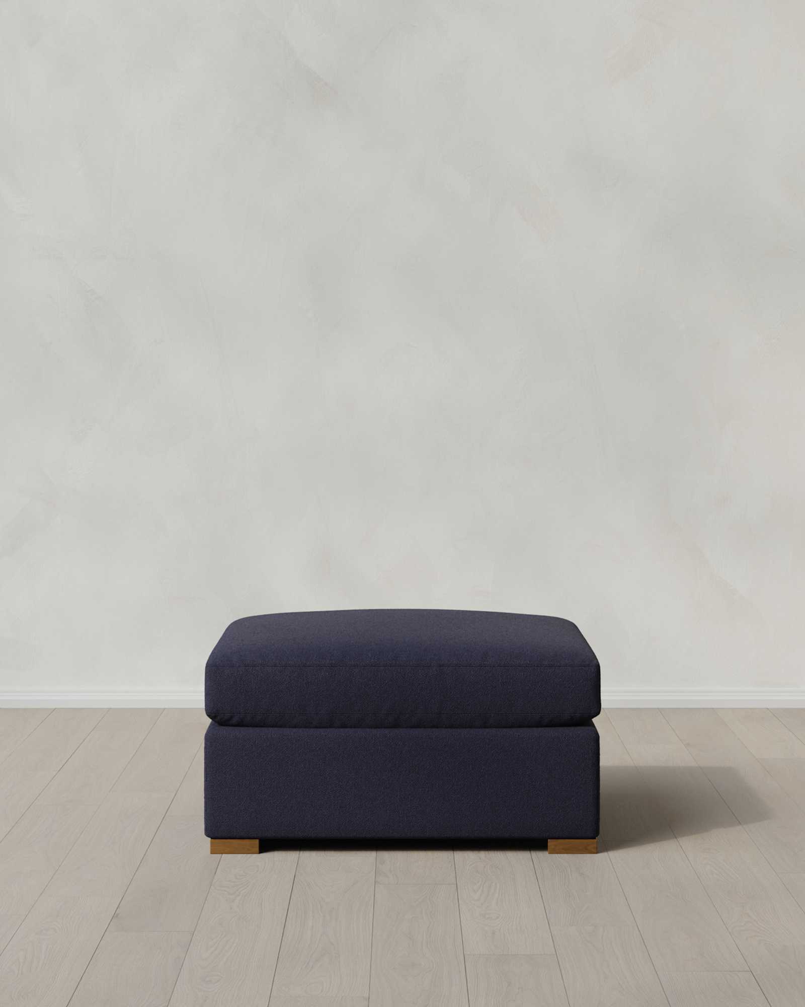 Navy Hollis Slope Arm Ottoman in Performance Basketweave