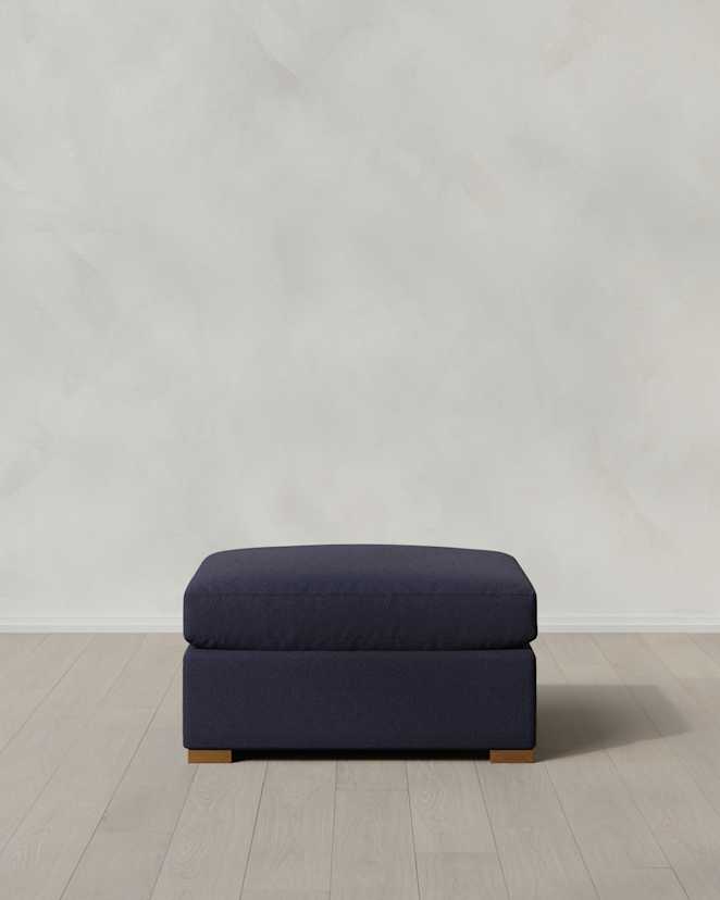 Navy Hollis Slope Arm Ottoman in Performance Basketweave