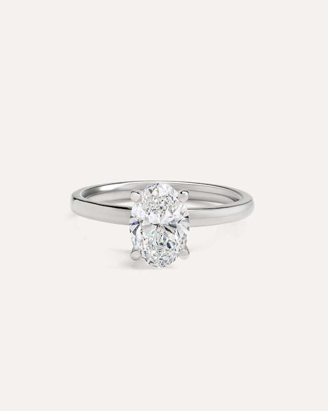 White Gold Lab Grown Diamond Oval Comfort Fit Engagement Ring - 1.50ct