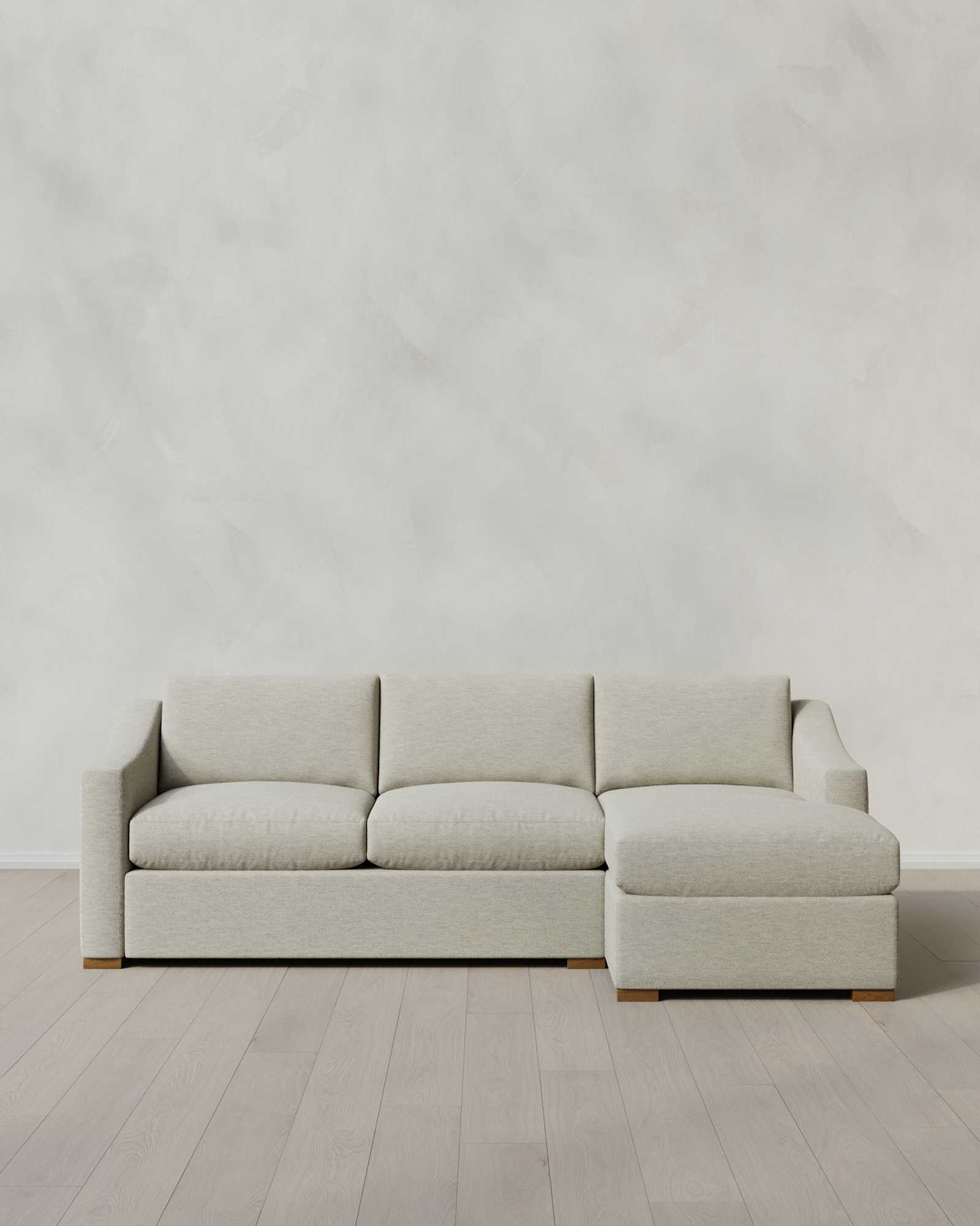 Hollis Slope Arm Chaise Sectional Right Arm 104in Performance Basketweave Flax