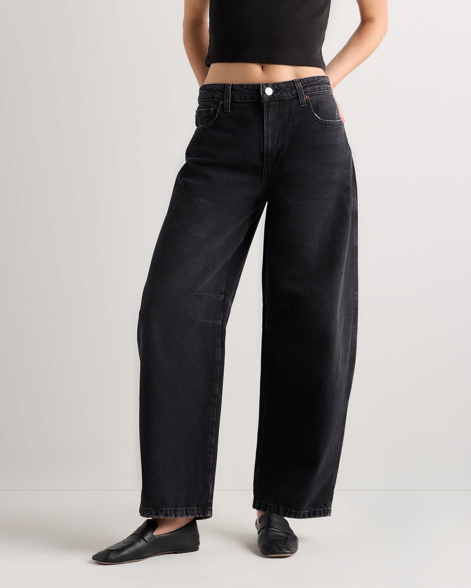 Graphite Black Maya Rigid Exaggerated Barrel Jeans