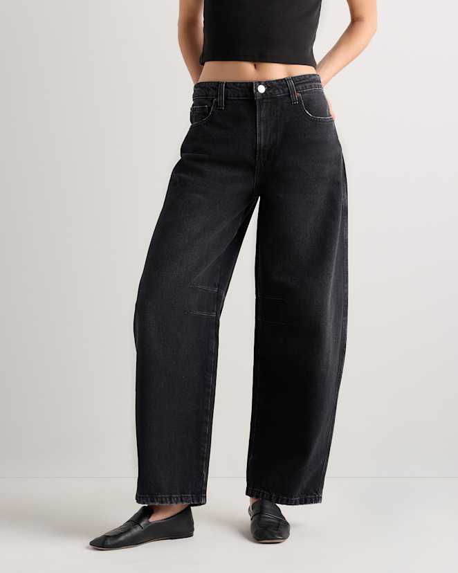 Graphite Black Maya Rigid Darted Barrel Jeans