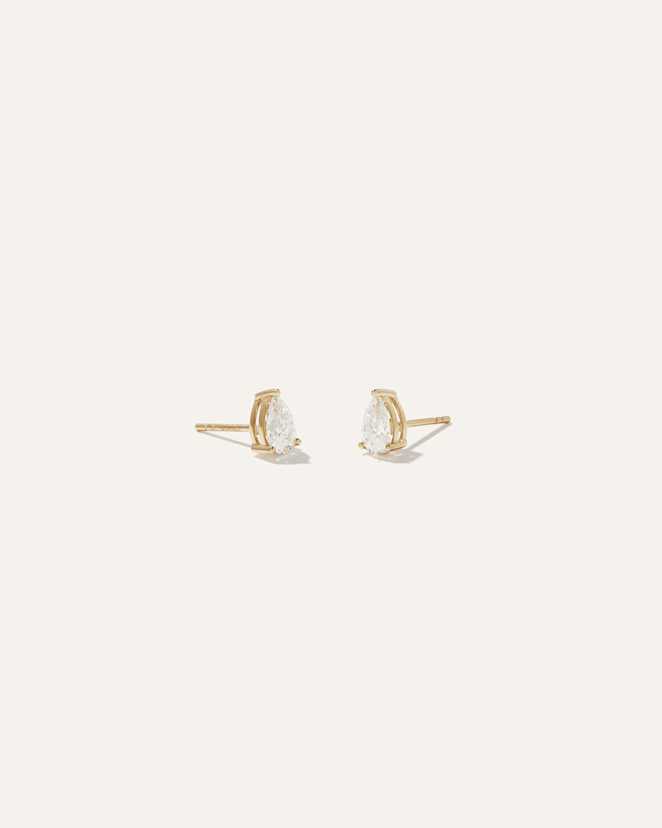 Yellow Gold 14k Gold Lab Grown Diamond Pear Solitaire Studs - 1ctw