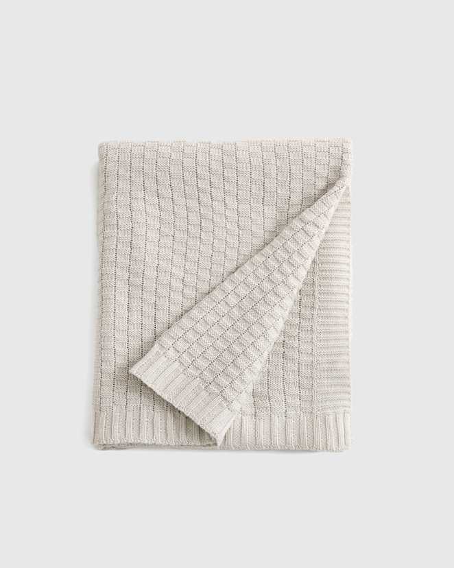 Light Grey Cotton Cashmere Knit Blanket