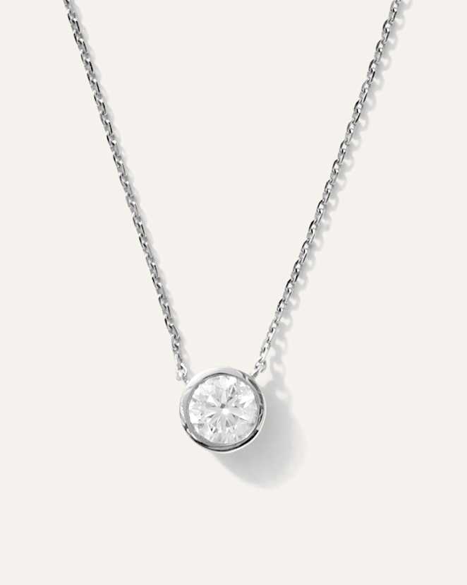 White Gold 14K Gold Lab Grown Diamond Bezel Necklace