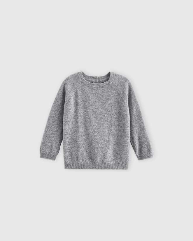 Heather Grey Washable Cashmere Crewneck Sweater