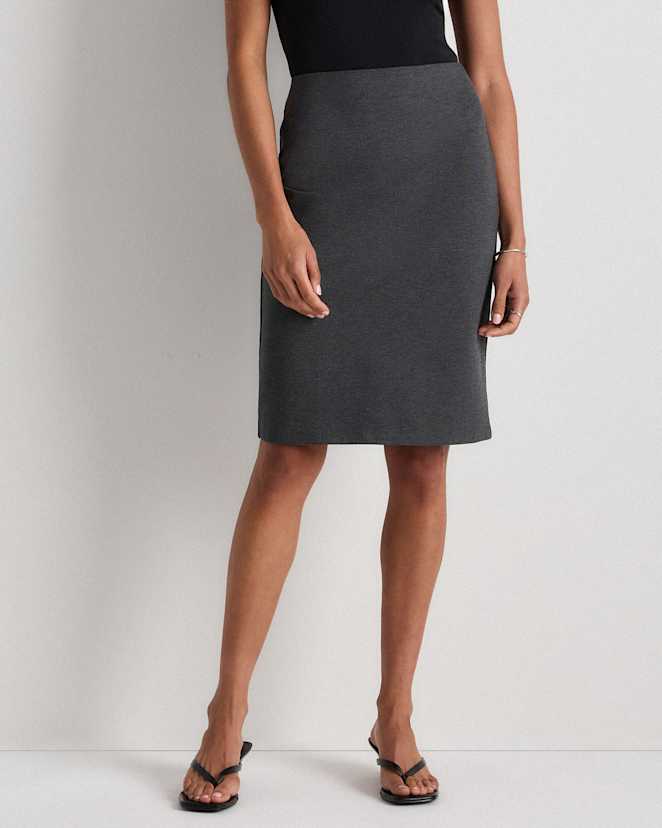 Charcoal Ultra-Stretch Ponte Pencil Skirt