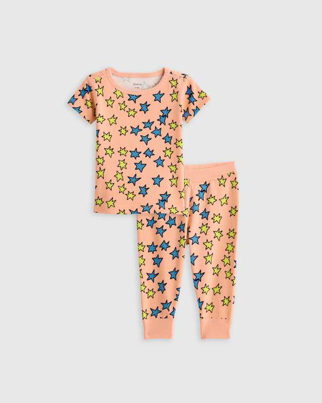 Multi Stars 100% Organic Cotton Short Sleeve and Pant Pajama Set