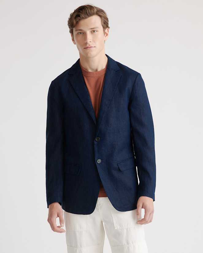 Deep Navy 100% European Linen Blazer