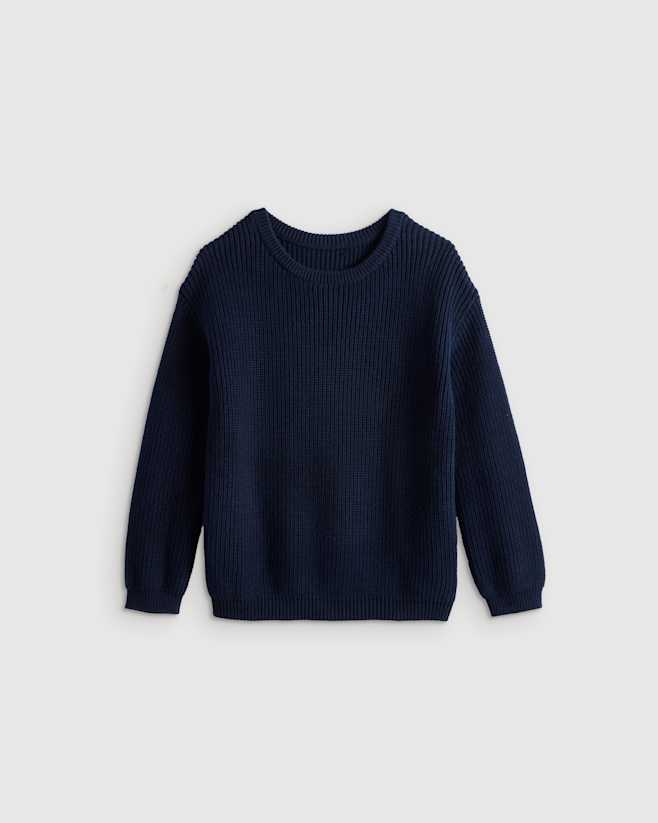Navy 100% Organic Cotton Fisherman Tunic Sweater